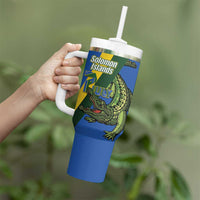 Solomon Islands Independence Day Tumbler With Handle Happy 7 July Crocodile Flag Style