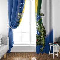 Solomon Islands Independence Day Window Curtain Happy 7 July Crocodile Flag Style