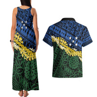 Halo Olaketa Solomon Islands Tapa Pattern Couples Matching Tank Maxi Dress and Hawaiian Shirt
