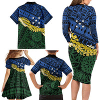 Halo Olaketa Solomon Islands Tapa Pattern Family Matching Long Sleeve Bodycon Dress and Hawaiian Shirt