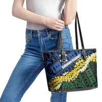 Halo Olaketa Solomon Islands Tapa Pattern Leather Tote Bag