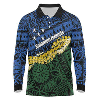 Halo Olaketa Solomon Islands Tapa Pattern Long Sleeve Polo Shirt