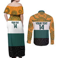 AUNZ Rugby Custom Couples Matching Off Shoulder Maxi Dress and Long Sleeve Button Shirt Australia Kangaroo New Zealand Silver Fern - Polynesian Pride