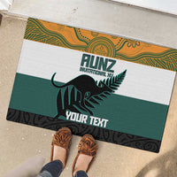 AUNZ Rugby Custom Rubber Doormat Australia Kangaroo New Zealand Silver Fern - Polynesian Pride