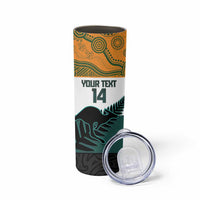 AUNZ Rugby Custom Skinny Tumbler Australia Kangaroo New Zealand Silver Fern - Polynesian Pride