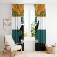 AUNZ Rugby Custom Window Curtain Australia Kangaroo New Zealand Silver Fern - Polynesian Pride