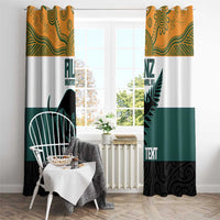 AUNZ Rugby Custom Window Curtain Australia Kangaroo New Zealand Silver Fern - Polynesian Pride