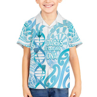 Personalised New Zealand Darts Family Matching Off The Shoulder Long Sleeve Dress and Hawaiian Shirt Aotearoa Maori Its In My DNA White - Polynesian Pride