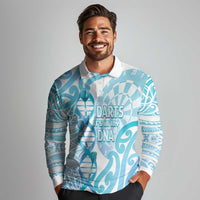 Personalised New Zealand Darts Long Sleeve Polo Shirt Aotearoa Maori Its In My DNA White - Polynesian Pride