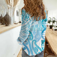 Personalised New Zealand Darts Women Casual Shirt Aotearoa Maori Its In My DNA White - Polynesian Pride