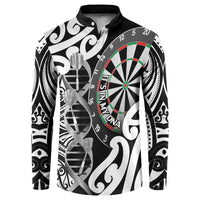 Personalised New Zealand Darts Button Sweatshirt Aotearoa Maori Its In My DNA Black LT14 Black - Polynesian Pride