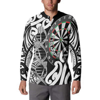 Personalised New Zealand Darts Button Sweatshirt Aotearoa Maori Its In My DNA Black LT14 - Polynesian Pride