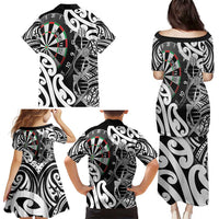 Personalised New Zealand Darts Family Matching Puletasi and Hawaiian Shirt Aotearoa Maori Its In My DNA Black - Polynesian Pride