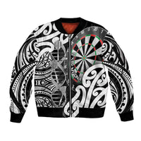 Personalised New Zealand Darts Sleeve Zip Bomber Jacket Aotearoa Maori Its In My DNA Black - Polynesian Pride