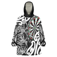Personalised New Zealand Darts Wearable Blanket Hoodie Aotearoa Maori Its In My DNA Black - Polynesian Pride
