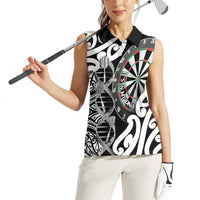 Personalised New Zealand Darts Women Sleeveless Polo Shirt Aotearoa Maori Its In My DNA Black - Polynesian Pride