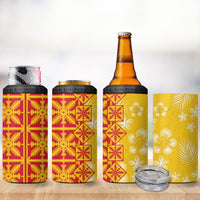 Kahili Quilt Hawaii 4 in 1 Can Cooler Tumbler Tropical Flower Seamless Half Style