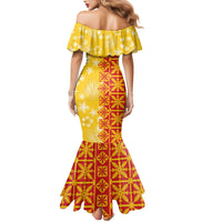 Kahili Quilt Hawaii Family Matching Mermaid Dress and Hawaiian Shirt Tropical Flower Seamless Half Style
