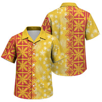Kahili Quilt Hawaii Family Matching Off Shoulder Maxi Dress and Hawaiian Shirt Tropical Flower Seamless Half Style LT14 Son's Shirt Yellow - Polynesian Pride
