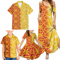 Kahili Quilt Hawaii Family Matching Summer Maxi Dress and Hawaiian Shirt Tropical Flower Seamless Half Style LT14 - Polynesian Pride