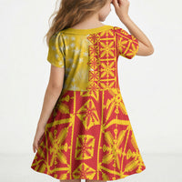 Kahili Quilt Hawaii Kid Short Sleeve Dress Tropical Flower Seamless Half Style LT14 - Polynesian Pride