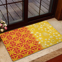 Kahili Quilt Hawaii Rubber Doormat Tropical Flower Seamless Half Style
