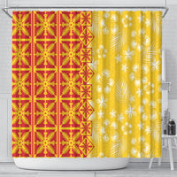 Kahili Quilt Hawaii Shower Curtain Tropical Flower Seamless Half Style