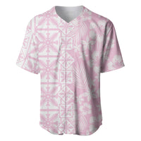 Pastel Pink Kahili Quilt Hawaii Baseball Jersey Tropical Flower Seamless Half Style