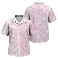 Pastel Pink Kahili Quilt Hawaii Family Matching Off Shoulder Short Dress and Hawaiian Shirt Tropical Flower Seamless Half Style LT14 Son's Shirt Pink - Polynesian Pride