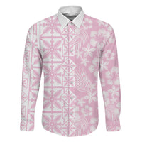 Pastel Pink Kahili Quilt Hawaii Family Matching Short Sleeve Bodycon Dress and Hawaiian Shirt Tropical Flower Seamless Half Style LT14 Daughter's Dress Pink - Polynesian Pride