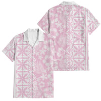 Pastel Pink Kahili Quilt Hawaii Family Matching Summer Maxi Dress and Hawaiian Shirt Tropical Flower Seamless Half Style LT14 Dad's Shirt - Short Sleeve Pink - Polynesian Pride