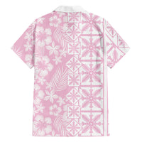 Pastel Pink Kahili Quilt Hawaii Hawaiian Shirt Tropical Flower Seamless Half Style