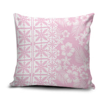 Pastel Pink Kahili Quilt Hawaii Pillow Cover Tropical Flower Seamless Half Style
