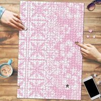 Pastel Pink Kahili Quilt Hawaii Puzzle Tropical Flower Seamless Half Style