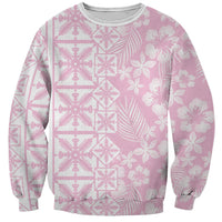 Pastel Pink Kahili Quilt Hawaii Sweatshirt Tropical Flower Seamless Half Style