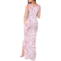 Pastel Pink Kahili Quilt Hawaii Tank Maxi Dress Tropical Flower Seamless Half Style