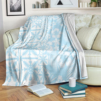 Pastel Blue Kahili Quilt Hawaii Blanket Tropical Flower Seamless Half Style