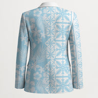 Pastel Blue Kahili Quilt Hawaii Blazer Tropical Flower Seamless Half Style