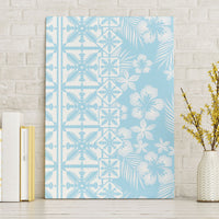 Pastel Blue Kahili Quilt Hawaii Canvas Wall Art Tropical Flower Seamless Half Style