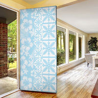 Pastel Blue Kahili Quilt Hawaii Door Cover Tropical Flower Seamless Half Style