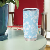 Pastel Blue Kahili Quilt Hawaii Tumbler Cup Tropical Flower Seamless Half Style