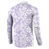 Pastel Purple Kahili Quilt Hawaii Button Sweatshirt Tropical Flower Seamless Half Style