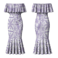 Pastel Purple Kahili Quilt Hawaii Couples Matching Mermaid Dress and Hawaiian Shirt Tropical Flower Seamless Half Style LT14 - Polynesian Pride