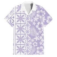 Pastel Purple Kahili Quilt Hawaii Family Matching Long Sleeve Bodycon Dress and Hawaiian Shirt Tropical Flower Seamless Half Style LT14 Dad's Shirt - Short Sleeve Purple - Polynesian Pride