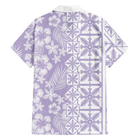 Pastel Purple Kahili Quilt Hawaii Family Matching Long Sleeve Bodycon Dress and Hawaiian Shirt Tropical Flower Seamless Half Style LT14 Dad's Shirt - Long Sleeve Purple - Polynesian Pride