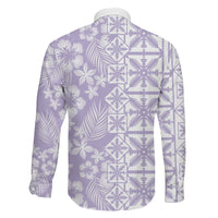 Pastel Purple Kahili Quilt Hawaii Family Matching Long Sleeve Bodycon Dress and Hawaiian Shirt Tropical Flower Seamless Half Style LT14 Son's Shirt Purple - Polynesian Pride