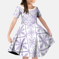 Pastel Purple Kahili Quilt Hawaii Family Matching Tank Maxi Dress and Hawaiian Shirt Tropical Flower Seamless Half Style