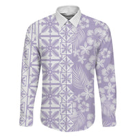 Pastel Purple Kahili Quilt Hawaii Family Matching Tank Maxi Dress and Hawaiian Shirt Tropical Flower Seamless Half Style