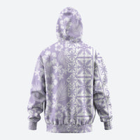 Pastel Purple Kahili Quilt Hawaii Hoodie Tropical Flower Seamless Half Style