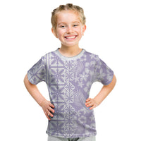 Pastel Purple Kahili Quilt Hawaii Kid T Shirt Tropical Flower Seamless Half Style